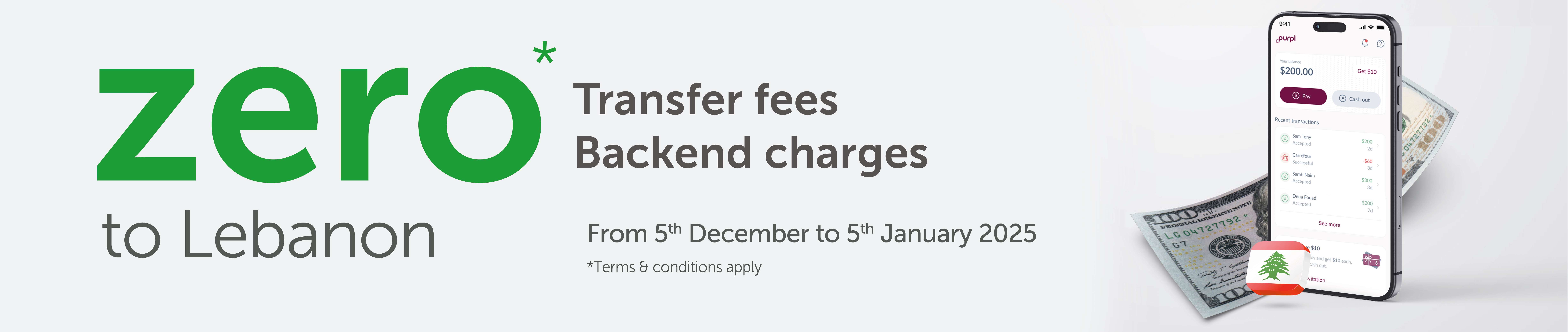 Zero Services Fees & No Backend Fees to Lebanon